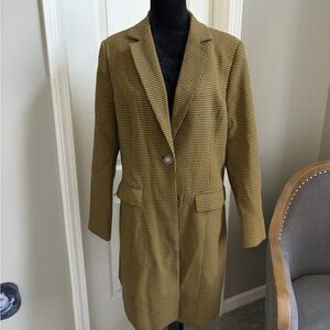Women's Tan Houndstooth Coat